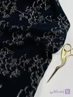 پارچه کسمه ژاکارد ویسکوز مشکی طلایی Orlienne Fil Coupé Jacquard