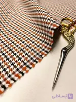 پارچه گاباردین ترک هاندستوث پی‌دوپل سفید نارنجی قهوه‌ای Braemar Ember Gabardine