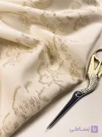 پارچه کسمه ژاکارد ویسکوز شیری طلایی Orlienne Fil Coupé Jacquard
