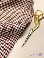 پارچه گاباردین ترک هاندستوث پی‌دوپل سفید قرمز قهوه‌ای Sienne Nocturne Gabardine