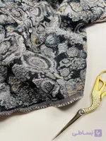 پارچه ژاکارد ترک مجلسی طرح مدالیونی مشکی طلایی Formal Jacquard – Black & Gold Medallion Pattern
