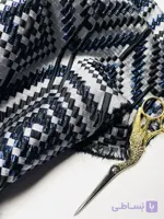 پارچه ژاکارد متالیک هندسی آبی نقره‌ای ترک Éclat d’Alger Metallic Jacquard