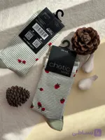جوراب ساقدار زنانه چتیک Chetic طرح توت فرنگی راه راه