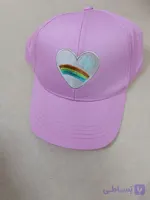 کلاه کپ  صورتی قلب ابری گلدوزی شده