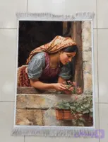 تابلو فرش طرح دختر گلفروش اندازه 50×70