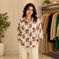 شومیز مانتویی پارچه کاملس درجه ۱ وارداتی فری سایز (مناسب ۴۰ تا ۵۰)