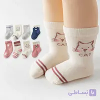 جوراب نوزادی طرح دار نخ پنبه (پک:16جفتی)