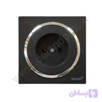 پریز برق ارت دار مدل آوا ساده مشکی زه نقره ای (مکانیزم+قاب+زه نقره ای)