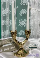 شمعدان سرامیکی طلایی