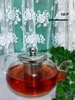 قوری پیرکس وارداتی درب استیل و چای صافی استیل