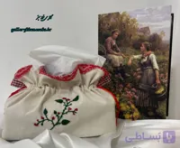 جا دستمال کاغذی پارچه ای گلدوزی شده صنایع دستی