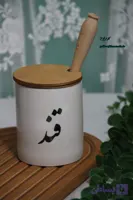 بانکه قند سرامیکی درب چوبی