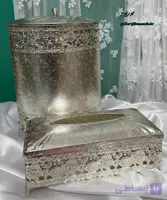 سطل زباله و جا دستمال کاغذی نقره ای برند دیانا