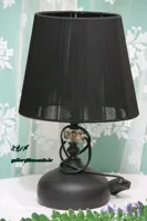 آباژور رومیزی رنگ مشکی سایز متوسط پایه فلزی نگین دار (کد GJVTL)
