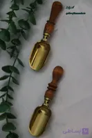 قاشق ادویه دسته چوبی رنگ طلایی