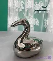 مجسمه گربه پاپیون نقره ای سرامیک آبکاری شده