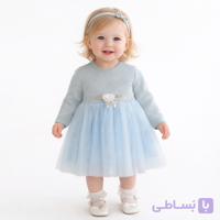 پیراهن آستین بلند یقه گرد دخترانه مدل عیدانه ۳۴۵۷ (۶ ماه تا ۹ ماه)