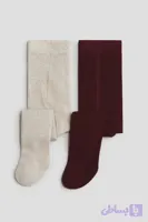 جوراب شلواری زرشکی/کرم h&m