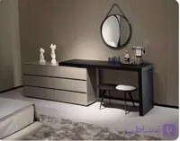 میز آرایشی ملامینه مدل مرل L متحرک همراه آینه و صندلی