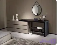 میز آرایشی ملامینه مدل مرل L متحرک همراه آینه و صندلی