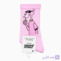 جوراب ساقدار اسپرت فانتزی طرح پلنگ صورتی با عینک دودی
