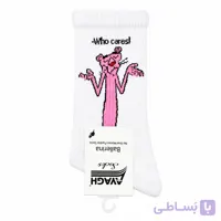 جوراب ساقدار اسپرت فانتزی طرح پلنگ صورتی Who Cares
