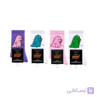 جوراب ساقدار فانتزی کش انگلیسی طرح دایناسور تلفنی کارتونی میکس 4 جفتی
