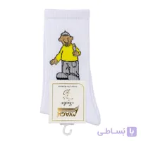 جوراب ساقدار فانتزی کش انگلیسی طرح پت و مت سفید