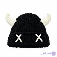 کلاه بافت مخمل دستباف مدل شاخ دار سفید