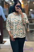 شومیز زنانه مدل بابونه جنس ساتن پفکی