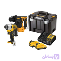 کیت بتن‌کن سه حالته و پیچ‌گوشتی ضربه‌ای شارژی براشلس 12 ولت دیوالت مدل DCK2104L2T-GB