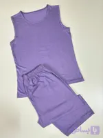 تاپ و شلوارک زنانه یقه گرد مدل حلقه ای جنس نخ پنبه