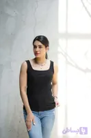 تاپ زنانه یقه خشت جنس کبریتی نخ پنبه