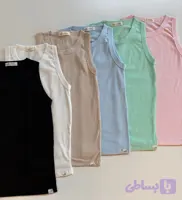 تاپ حلقه ای زنانه مدل یقه گرد جنس کبریتی نخ پنبه برند فشیون