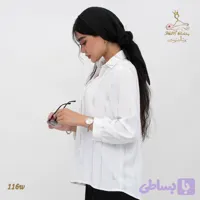 شومیز سفید طرح دار ریز زنانه مدل 116w زنانه تریسین