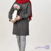 مانتو سایز بزرگ زنانه گلدوزی شده الیاف طبیعی مدل پناه