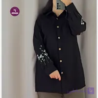 مانتو زنانه سایز بزرگ نخی گلدوزی شده کوتاه