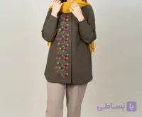 شومیز مانتویی زنانه الیاف طبیعی گلدوزی مدل هامینا