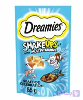 ‎تشویقی گربه مولتی ویتامین دریمیز با طعم ماهی و میگو Dreamies ShakeUps With Multivitamins ‎وزن 55