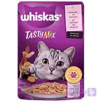 پوچ گربه بالغ ویسکاس با طعم میکس ماهی سالمون و هویج در سس وزن ۸۵ گرم