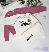 ست دورس و شلوار سفید و کالباسی دخترانه فانتزی نخ پنبه کد۱۲۸