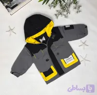 کاپشن بچگانه نقلی طوسی زرد وارداتی سبک و گرم اسپرت سایز۱تا۳سال