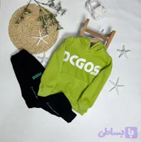 ست وارداتی سبز مشکی هودی و شلوار اسلش اسپرت کیفیت بالا ۳تا۱۰سال کد۱۱۸