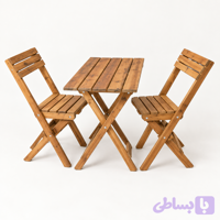 میز و صندلی تاشو دو نفره تمام چوب چنار