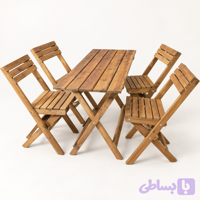 میز و صندلی تاشو چهار نفره تمام چوب چنار