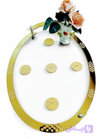 سینی پذیرائی شیشه ای بیضی گلد طرح ال وی – LV (کد 07Q9D)