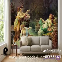 پوستر دیواری نقاشی رونسانس سه زن در باغ