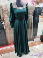 پیراهن ماکسی مجلسی زنانه در رنگ مشکی و سبز