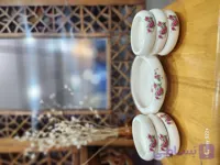 سرویس آجیل خوری سرامیکی دست‌ساز گل سرخی