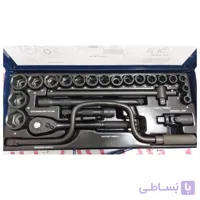 جعبه بکس 1/2 مشکی فشارقوی مستر تایوان ۲۴ عددی سایز ۶تا۳۲ میلی متر